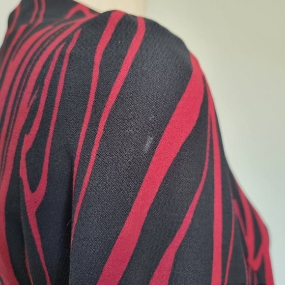 Veronika Maine Black & Red Stripe Long Sleeve A-Line Dress Size 6 - Picture 8 of 8